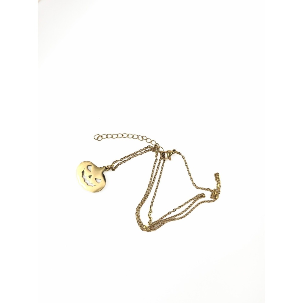 Pumpkin Gold Plated Stainless Steel Pendant Necklace Size 18" & 2" Extender